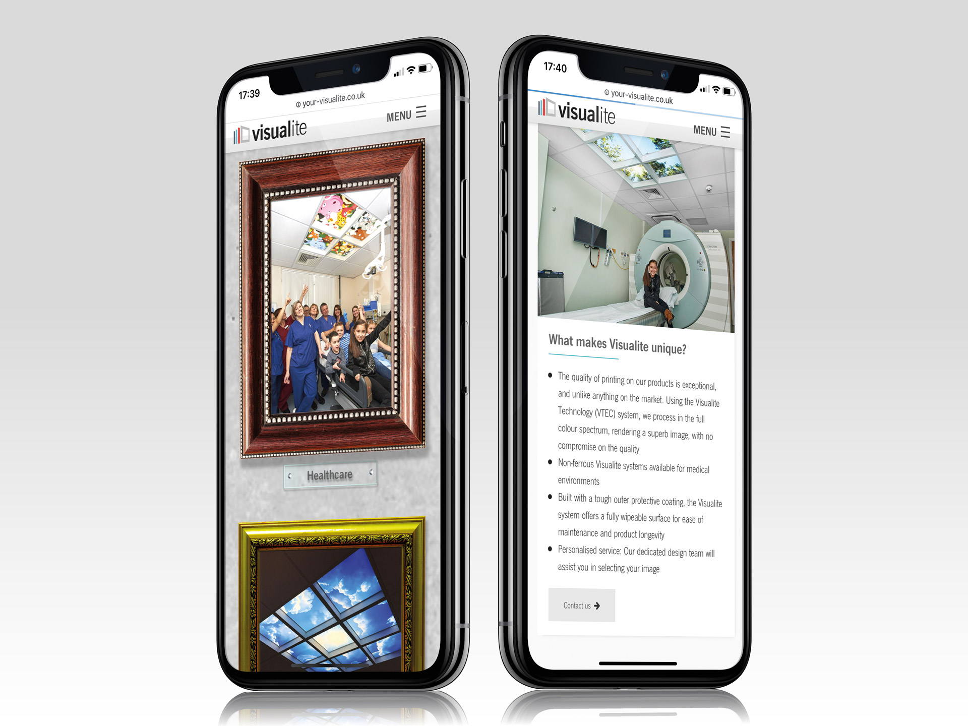 Visualite website - mobile